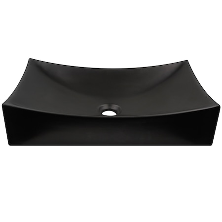 Novatto Modern Matte Black Porcelain Vessel Sink, No Overflow NP-01141MB